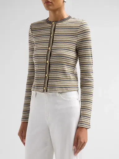 Ramy Brook Women's Zoe Striped Knit Cardigan - Bone Stripe | Thumbnail 4 Ramy Brook Women's Zoe Striped Knit Cardigan - Bone Stripe | Thumbnail 4