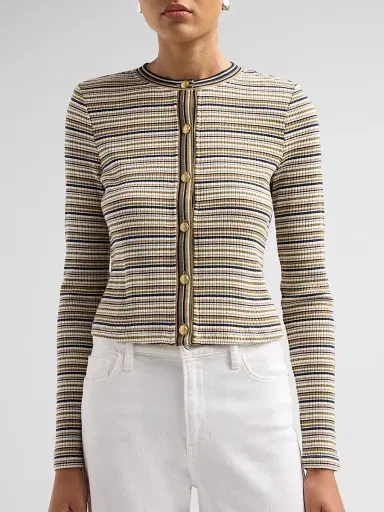 Ramy Brook Women's Zoe Striped Knit Cardigan - Bone Stripe | Thumbnail 5 Ramy Brook Women's Zoe Striped Knit Cardigan - Bone Stripe | Thumbnail 5