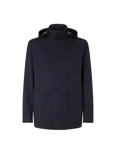 ZEGNA Men's Microfiber Motorin 300CC Car Coat - Navy Blue | Thumbnail 1 ZEGNA Men's Microfiber Motorin 300CC Car Coat - Navy Blue | Thumbnail 1