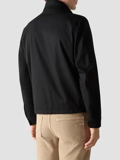 ZEGNA Men's Microfiber Motorin 100CC Blouson Jacket - Black | Thumbnail 4 ZEGNA Men's Microfiber Motorin 100CC Blouson Jacket - Black | Thumbnail 4