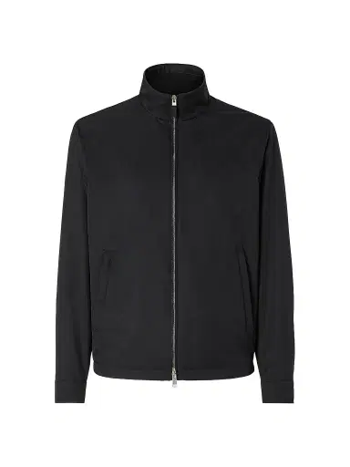 ZEGNA Men's Microfiber Motorin 100CC Blouson Jacket - Black | Thumbnail 1 ZEGNA Men's Microfiber Motorin 100CC Blouson Jacket - Black | Thumbnail 1