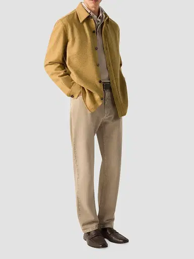 ZEGNA Men's Oasi Cashmere Overshirt - Yellow | Thumbnail 2 ZEGNA Men's Oasi Cashmere Overshirt - Yellow | Thumbnail 2