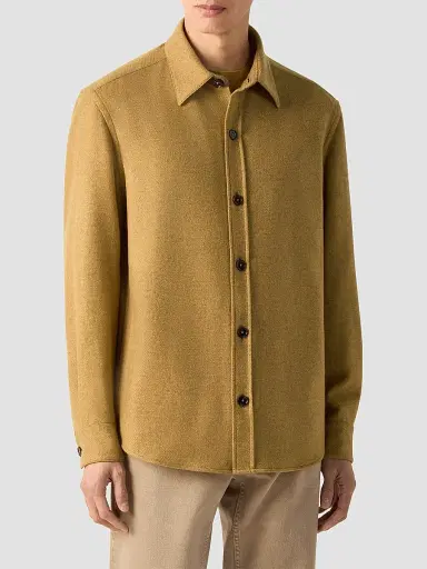 ZEGNA Men's Oasi Cashmere Overshirt - Yellow | Thumbnail 3 ZEGNA Men's Oasi Cashmere Overshirt - Yellow | Thumbnail 3