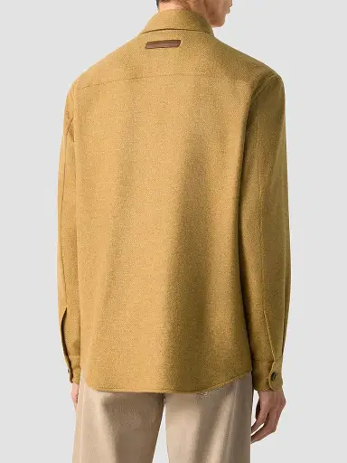 ZEGNA Men's Oasi Cashmere Overshirt - Yellow | Thumbnail 4 ZEGNA Men's Oasi Cashmere Overshirt - Yellow | Thumbnail 4