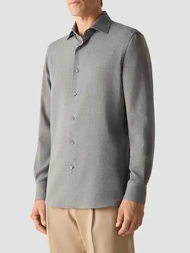 Zegna Men's Cashco Shirt - Grey - Size XXXL | Thumbnail 2 Zegna Men's Cashco Shirt - Grey - Size XXXL | Thumbnail 2