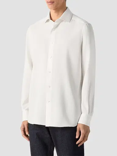 ZEGNA Men's Cashco Shirt - White | Thumbnail 2 ZEGNA Men's Cashco Shirt - White | Thumbnail 2