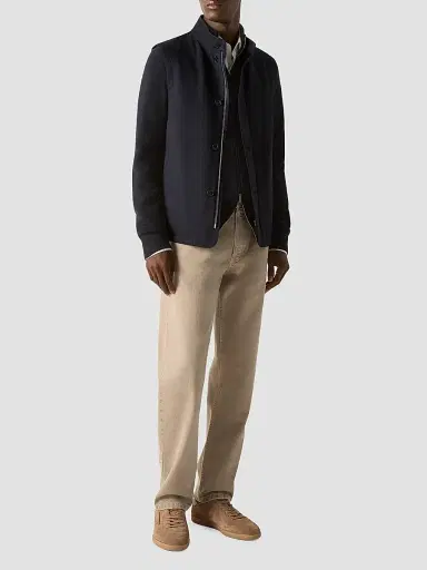 ZEGNA Men's Microfiber Motorin 50cc Vest - Navy Blue | Thumbnail 2 ZEGNA Men's Microfiber Motorin 50cc Vest - Navy Blue | Thumbnail 2