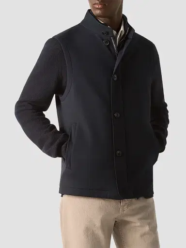 ZEGNA Men's Microfiber Motorin 50cc Vest - Navy Blue | Thumbnail 3 ZEGNA Men's Microfiber Motorin 50cc Vest - Navy Blue | Thumbnail 3