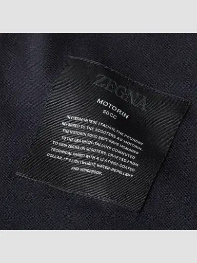 ZEGNA Men's Microfiber Motorin 50cc Vest - Navy Blue | Thumbnail 5 ZEGNA Men's Microfiber Motorin 50cc Vest - Navy Blue | Thumbnail 5