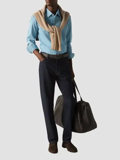 ZEGNA Men's Cotton Denim Shirt - Light Blue | Thumbnail 5 ZEGNA Men's Cotton Denim Shirt - Light Blue | Thumbnail 5