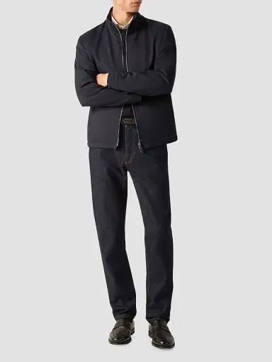 ZEGNA Men's Microfiber Motorin 100CC Blouson Jacket - Navy Blue | Thumbnail 2 ZEGNA Men's Microfiber Motorin 100CC Blouson Jacket - Navy Blue | Thumbnail 2