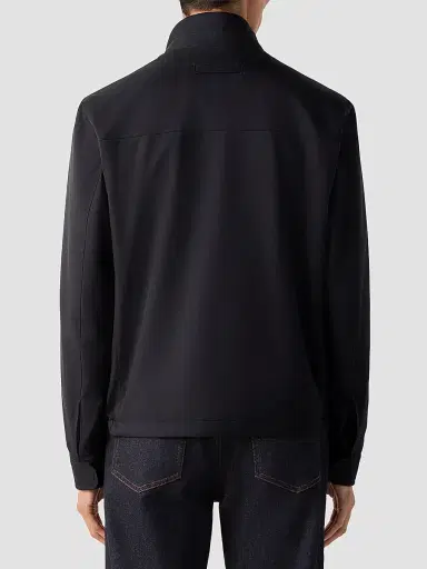 ZEGNA Men's Microfiber Motorin 100CC Blouson Jacket - Navy Blue | Thumbnail 4 ZEGNA Men's Microfiber Motorin 100CC Blouson Jacket - Navy Blue | Thumbnail 4