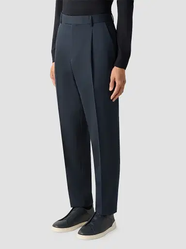 Zegna Men's Cotton and Wool Pants - Navy Blue - Size 42 | Thumbnail 2 Zegna Men's Cotton and Wool Pants - Navy Blue - Size 42 | Thumbnail 2