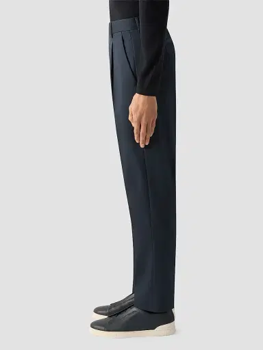 Zegna Men's Cotton and Wool Pants - Navy Blue - Size 42 | Thumbnail 3 Zegna Men's Cotton and Wool Pants - Navy Blue - Size 42 | Thumbnail 3