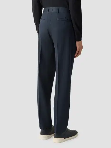 Zegna Men's Cotton and Wool Pants - Navy Blue - Size 42 | Thumbnail 4 Zegna Men's Cotton and Wool Pants - Navy Blue - Size 42 | Thumbnail 4