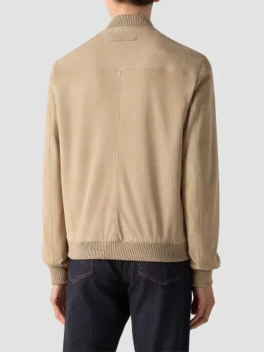 ZEGNA Men's Suede Bomber Jacket - Light Taupe | Thumbnail 4 ZEGNA Men's Suede Bomber Jacket - Light Taupe | Thumbnail 4