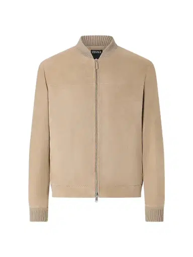 ZEGNA Men's Suede Bomber Jacket - Light Taupe | Thumbnail 1 ZEGNA Men's Suede Bomber Jacket - Light Taupe | Thumbnail 1