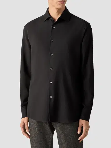 Zegna Men's Cashco Shirt - Black - Size XXXL | Thumbnail 2 Zegna Men's Cashco Shirt - Black - Size XXXL | Thumbnail 2