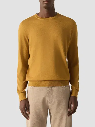 ZEGNA Men's Cashseta Crewneck Sweater - Yellow | Thumbnail 3 ZEGNA Men's Cashseta Crewneck Sweater - Yellow | Thumbnail 3