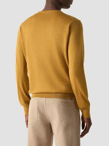 ZEGNA Men's Cashseta Crewneck Sweater - Yellow | Thumbnail 4 ZEGNA Men's Cashseta Crewneck Sweater - Yellow | Thumbnail 4