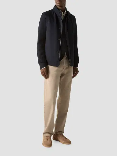 Zegna Men's Cashseta Full Zip Cardigan - Navy Blue | Thumbnail 2 Zegna Men's Cashseta Full Zip Cardigan - Navy Blue | Thumbnail 2