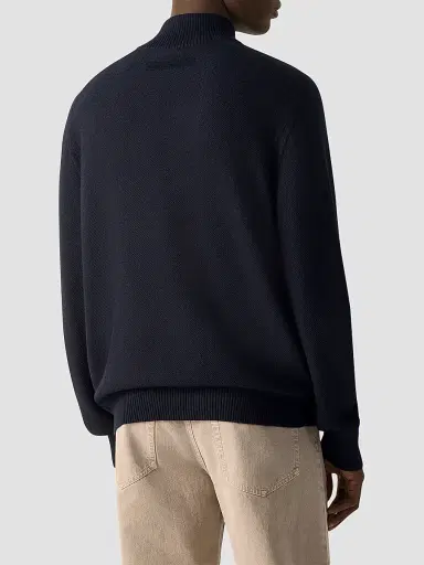 Zegna Men's Cashseta Full Zip Cardigan - Navy Blue | Thumbnail 4 Zegna Men's Cashseta Full Zip Cardigan - Navy Blue | Thumbnail 4