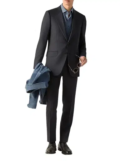 ZEGNA Men's Trofeo 120mila Wool Suit - Dark Grey | Thumbnail 1 ZEGNA Men's Trofeo 120mila Wool Suit - Dark Grey | Thumbnail 1