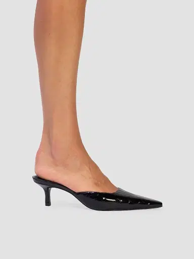Black Suede Studio Women's Riley 50MM Croc Mule Sandals - Black Croc | Thumbnail 5 Black Suede Studio Women's Riley 50MM Croc Mule Sandals - Black Croc | Thumbnail 5