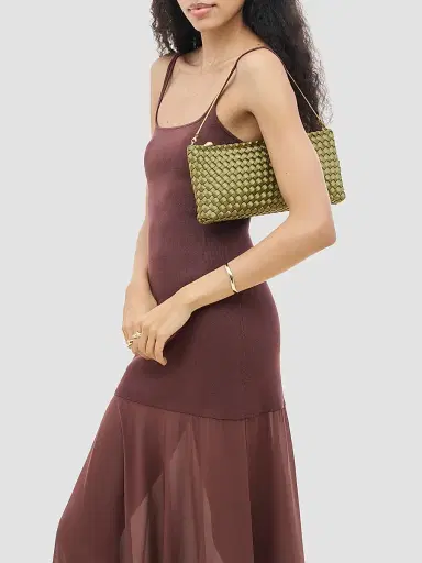 Naghedi Women's Gala Satin Clutch Bag - Peridot | Thumbnail 3 Naghedi Women's Gala Satin Clutch Bag - Peridot | Thumbnail 3