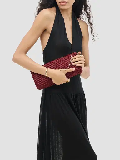NAGHEDI Women's Gala Satin Clutch Bag - Garnet | Thumbnail 3 NAGHEDI Women's Gala Satin Clutch Bag - Garnet | Thumbnail 3