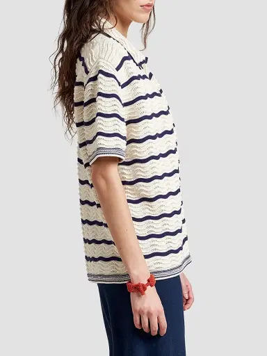 La Ligne Women's Alex Shirt - Ecru Navy | Thumbnail 4 La Ligne Women's Alex Shirt - Ecru Navy | Thumbnail 4