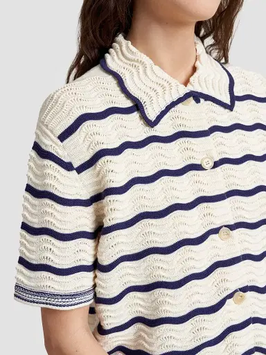 La Ligne Women's Alex Shirt - Ecru Navy | Thumbnail 5 La Ligne Women's Alex Shirt - Ecru Navy | Thumbnail 5