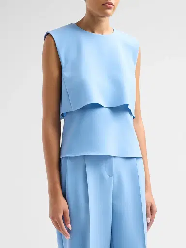 Prabal Gurung Women's Fold Layered Top - Light Blue | Thumbnail 4 Prabal Gurung Women's Fold Layered Top - Light Blue | Thumbnail 4