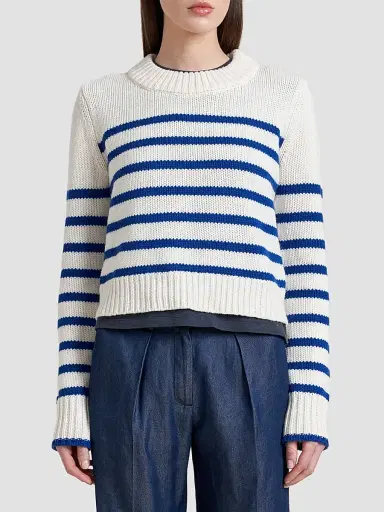 La Ligne Women's Mini Marin Sweater - Cream Cobalt | Thumbnail 3 La Ligne Women's Mini Marin Sweater - Cream Cobalt | Thumbnail 3
