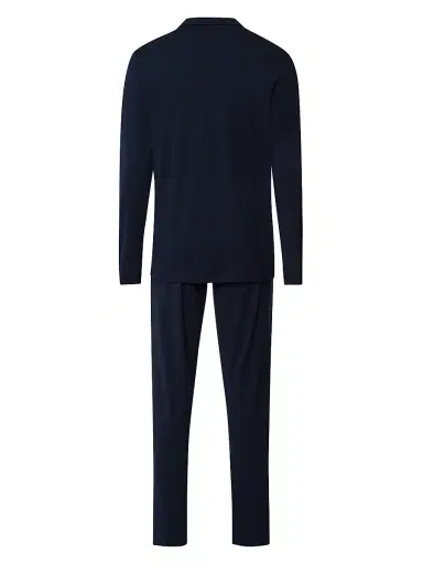 Hanro Men's Basic Piped 2-Piece Long Pajama Set - Deep Navy | Thumbnail 3 Hanro Men's Basic Piped 2-Piece Long Pajama Set - Deep Navy | Thumbnail 3
