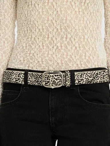 Isabel Marant Women's Holis Spotted Calf-Hair Belt - Chalk Black Silver | Thumbnail 2 Isabel Marant Women's Holis Spotted Calf-Hair Belt - Chalk Black Silver | Thumbnail 2