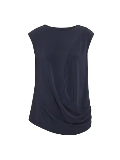 Issey Miyake Women's Drape Jersey Top - Dark Navy | Thumbnail 1 Issey Miyake Women's Drape Jersey Top - Dark Navy | Thumbnail 1
