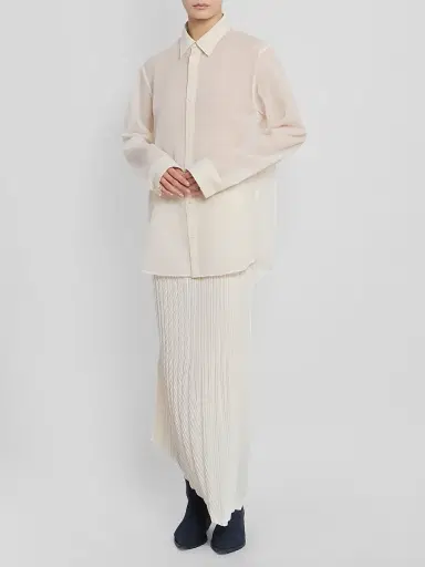Issey Miyake Women's Sheer Wool-Blend Shirt - Off White | Thumbnail 2 Issey Miyake Women's Sheer Wool-Blend Shirt - Off White | Thumbnail 2