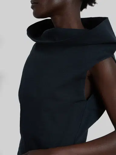 Issey Miyake Women's Allow Funnel Neck Shirt - Dark Navy | Thumbnail 4 Issey Miyake Women's Allow Funnel Neck Shirt - Dark Navy | Thumbnail 4