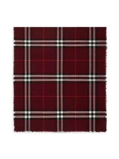 Burberry Women's Check Wool Scarf - Oxblood | Thumbnail 1 Burberry Women's Check Wool Scarf - Oxblood | Thumbnail 1
