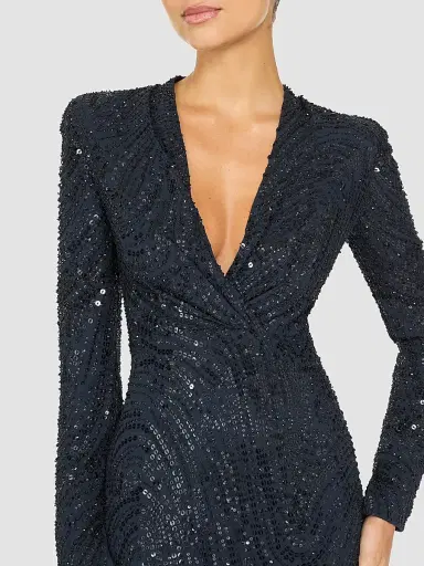 Jenny Packham Women's Arizona Sequined Chiffon A-Line Dress - Ink - Size 14 | Thumbnail 4 Jenny Packham Women's Arizona Sequined Chiffon A-Line Dress - Ink - Size 14 | Thumbnail 4