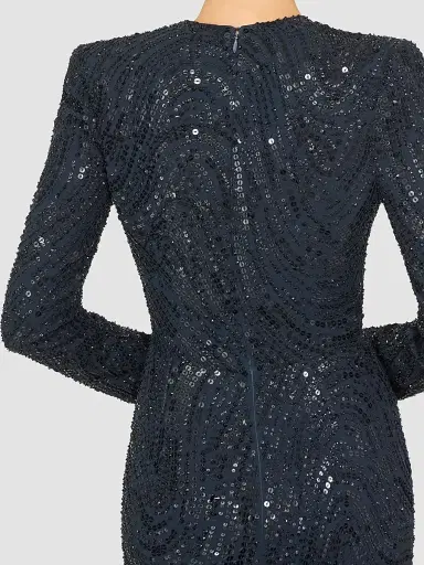 Jenny Packham Women's Arizona Sequined Chiffon A-Line Dress - Ink - Size 14 | Thumbnail 5 Jenny Packham Women's Arizona Sequined Chiffon A-Line Dress - Ink - Size 14 | Thumbnail 5