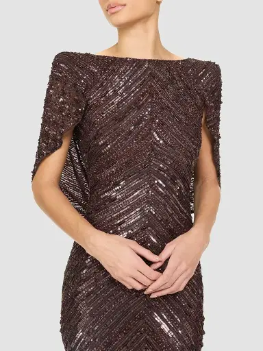 Jenny Packham Women's Sakari Sequined Cape Gown | Thumbnail 4 Jenny Packham Women's Sakari Sequined Cape Gown | Thumbnail 4