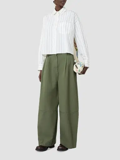 Weekend Max Mara Women's Cotton Shirt with a Contrasting Back - White | Thumbnail 2 Weekend Max Mara Women's Cotton Shirt with a Contrasting Back - White | Thumbnail 2