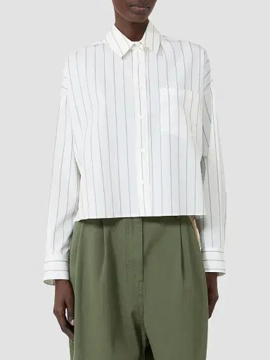 Weekend Max Mara Women's Cotton Shirt with a Contrasting Back | Thumbnail 4 Weekend Max Mara Women's Cotton Shirt with a Contrasting Back | Thumbnail 4