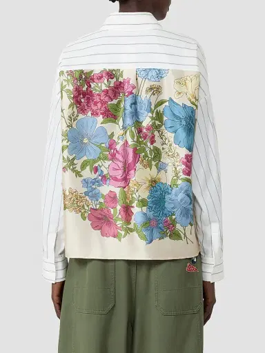 Weekend Max Mara Women's Cotton Shirt with a Contrasting Back - White | Thumbnail 5 Weekend Max Mara Women's Cotton Shirt with a Contrasting Back - White | Thumbnail 5