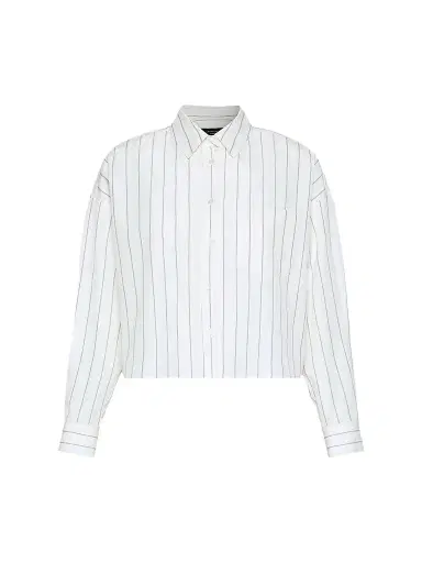 Weekend Max Mara Women's Cotton Shirt with a Contrasting Back - White | Thumbnail 1 Weekend Max Mara Women's Cotton Shirt with a Contrasting Back - White | Thumbnail 1
