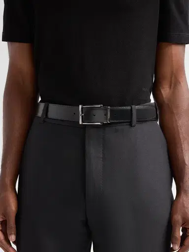 FERRAGAMO Men's Double Adjustable Reversible Leather Belt - Cordovan Nero | Thumbnail 2 FERRAGAMO Men's Double Adjustable Reversible Leather Belt - Cordovan Nero | Thumbnail 2