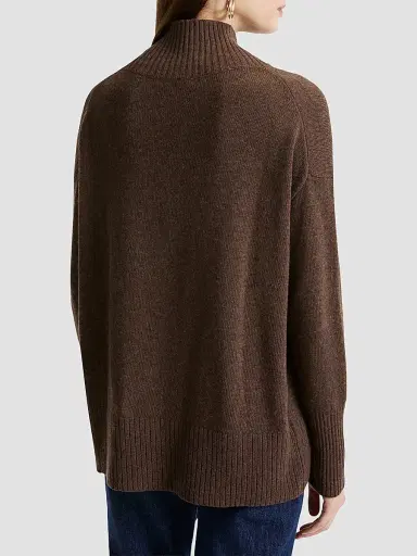 Marella Women's Cashmere Blend Mock Polo Neck Jumper with Silk Sash - Dark Bown | Thumbnail 5 Marella Women's Cashmere Blend Mock Polo Neck Jumper with Silk Sash - Dark Bown | Thumbnail 5