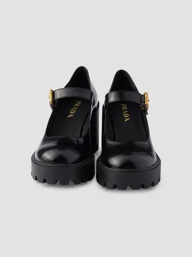 Prada Women's Brushed Leather Pumps - Black | Thumbnail 4 Prada Women's Brushed Leather Pumps - Black | Thumbnail 4